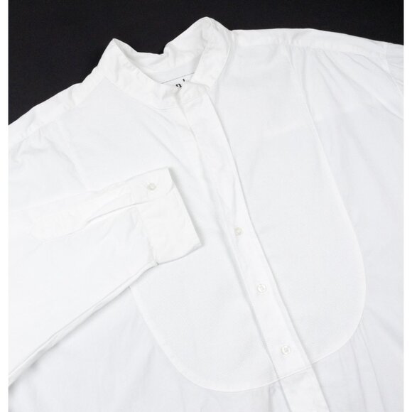 Frank & Eileen Victoria Tuxedo Blouse Womens XL White Oversized Cotton Button-Up - Picture 1 of 13